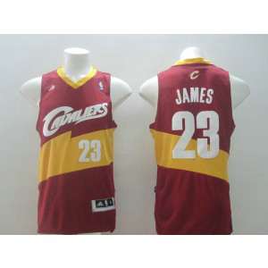 NBA Cavaliers 23 LeBron James Red And Yellow Men Jersey