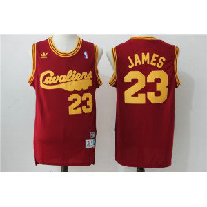 NBA Cavaliers 23 LeBron James Red Hardwood Classics Men Jersey