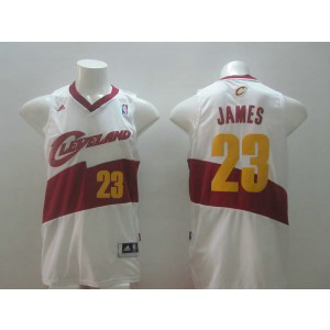 NBA Cavaliers 23 LeBron James White And Red Men Jersey