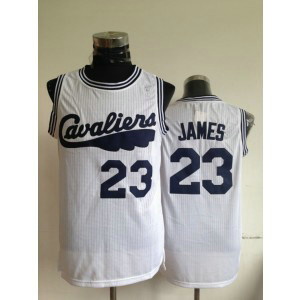 NBA Cavaliers 23 LeBron James White Men Jersey 2