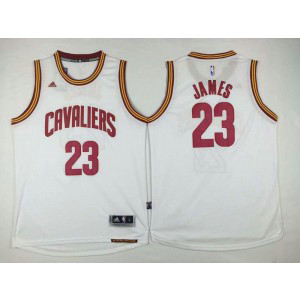 NBA Cavaliers 23 LeBron James White Men Jersey