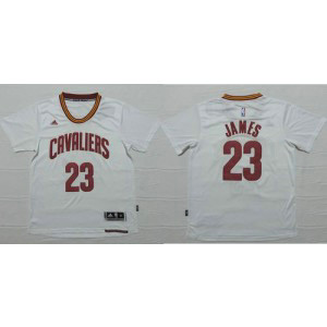 NBA Cavaliers 23 LeBron James White Short Sleeve Men Jersey