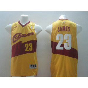 NBA Cavaliers 23 LeBron James Yellow And Red Men Jersey