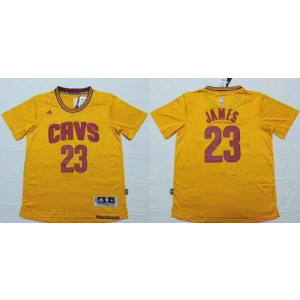 NBA Cavaliers 23 LeBron James Yellow Short Sleeve Men Jersey