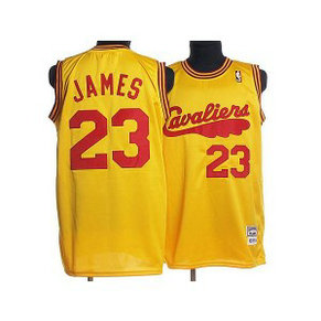 NBA Cavaliers 23 LeBron James Yellow Throwback Men Jersey