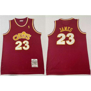NBA Cavaliers 23 Lebon James Red Hardwood Classics Men Jersey