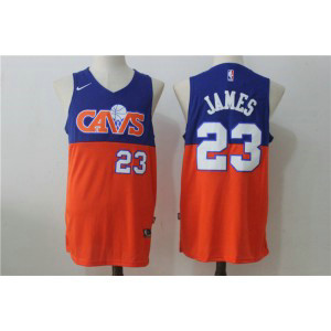 NBA Cavaliers 23 Lebron James Blue & Orange Nike Men Jersey
