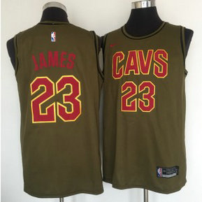NBA Cavaliers 23 Lebron James Olive Nike Swingman Men Jersey