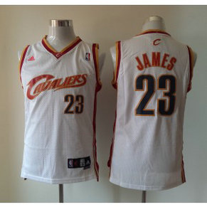 NBA Cavaliers 23 Lebron James White Throwback Men Jersey 1