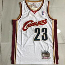 NBA Cavaliers 23 Lebron James White Throwback Men Jersey