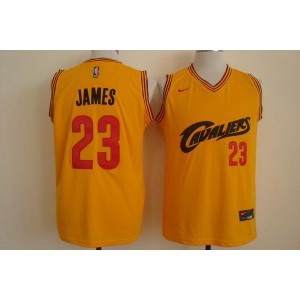 NBA Cavaliers 23 Lebron James Yellow Nike Men Jersey
