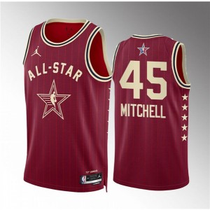 NBA Cavaliers 45 Donovan Mitchell Crimson 2024 All Star Jordan Men Jersey