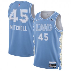 NBA Cavaliers 45 Donovan Mitchell Light Blue 2024-25 City Edition Nike Men Jersey