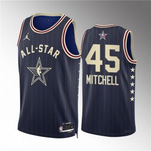 NBA Cavaliers 45 Donovan Mitchell Navy 2024 All Star Jordan Men Jersey