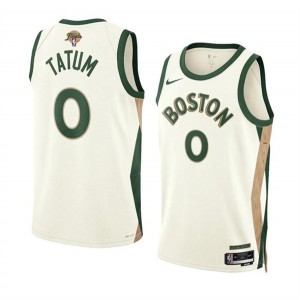 NBA Celtics 0 Jayson Tatum Cream 2024 Finals Nike Men Jersey