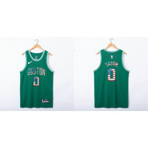 NBA Celtics 0 Jayson Tatum Green US Flag Basketball Men Jersey