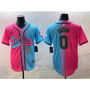 NBA Celtics 0 Tatum Blue Pink Split Baseball Vapor Limited Men Jersey