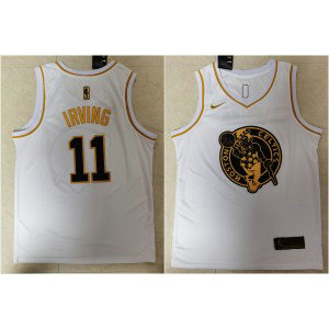 NBA Celtics 11 Kyrie Irving White Gold Nike Men Jersey