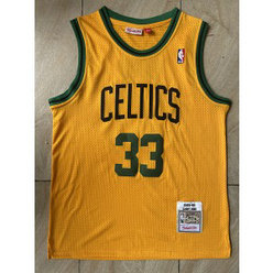 NBA Celtics 33 Bird Yellow Throwback Men Jersey