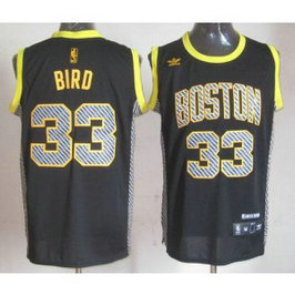 NBA Celtics 33 Larry Bird Black Electricity Men Jersey