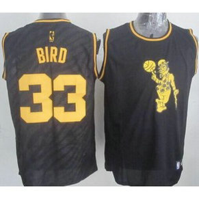 NBA Celtics 33 Larry Bird Black Precious Metals Men Jersey