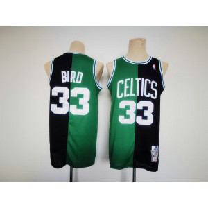 NBA Celtics 33 Larry Bird Green Black Split Hardwood Classics Men Jersey