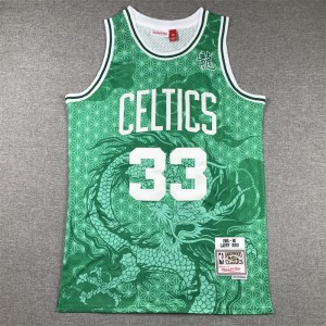 NBA Celtics 33 Larry Bird Green Hardwood Classics Men Jersey