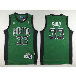 NBA Celtics 33 Larry Bird Green with Black Number Men Men Jersey