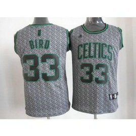 NBA Celtics 33 Larry Bird Grey Static Men Jersey