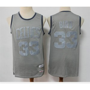 NBA Celtics 33 Larry Bird Grey Throwback Men Jersey