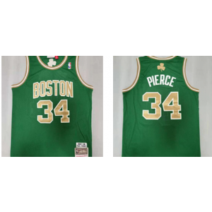 NBA Celtics 34 Paul Pierce Green Gold Men Jersey