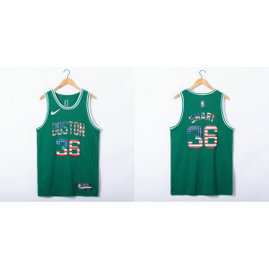 NBA Celtics 36 Marcus Smart Green US Flag Basketball Men Jersey