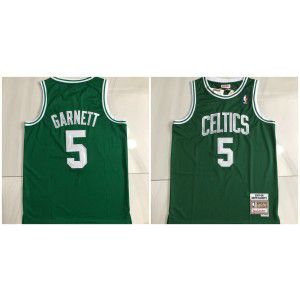 NBA Celtics 5 Garnett M&N Throwback Basketball Men Jersey