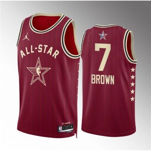NBA Celtics 7 Jaylen Brown Crimson 2024 All Star Jordan Men Jersey