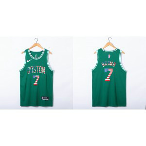 NBA Celtics 7 Jaylen Brown Green US Flag Basketball Men Jersey