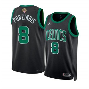 NBA Celtics 8 Kristaps Porzingis Black 2024 Finals Jordan Men Jersey