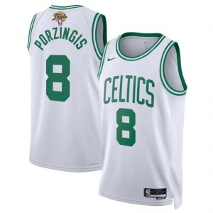 NBA Celtics 8 Kristaps Porzingis White 2024 Finals Nike Men Jersey