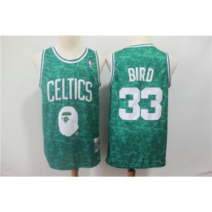 NBA Celtics Bape 33 Larry Bird Green Hardwood Classics Men Jersey