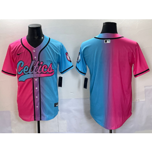 NBA Celtics Blank Blue Pink Split Baseball Vapor Limited Men Jersey