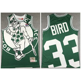 NBA Celtics Green 33 Larry Bird Big Face Throwback Men Jersey