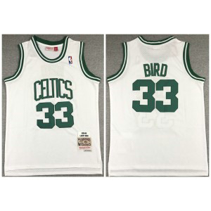 NBA Celtics White 33 Larry Bird 1985-86 Throwback Men Jersey