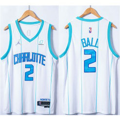 NBA Charlotte Hornets 2 LaMelo Ball White 75th Anniversary Men Jersey