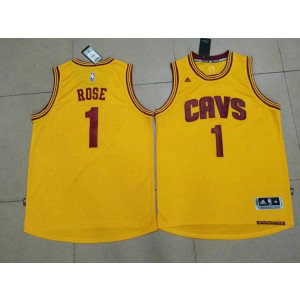 NBA Cleveland Cavaliers 1 Derrick Rose Yellow Men Jersey
