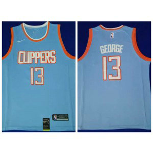NBA Clippers 13 Paul George Light Blue Nike Men Jersey 1