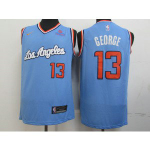 NBA Clippers 13 Paul George Light Blue Nike Men Jersey