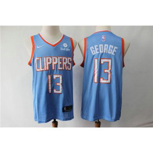 NBA Clippers 13 Paul George Light Blue Nike Men Jersey with logo