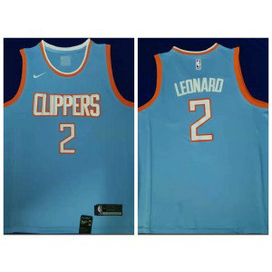 NBA Clippers 2 Kawhi Leonard Light Blue Nike Men Jersey 1