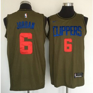 NBA Clippers 6 Deandre Jordan Olive Nike Swingman Men Jersey
