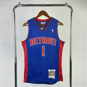 NBA Detroit Pistons 1 Iverson Blue Throwback Men Jersey