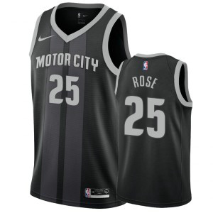 NBA Detroit Pistons 25 Derrick Rose Black City Edition Nike Men Jersey